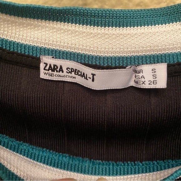 ZARA Women Green White Trim Cropped Top Size Small - Picture 6 of 7